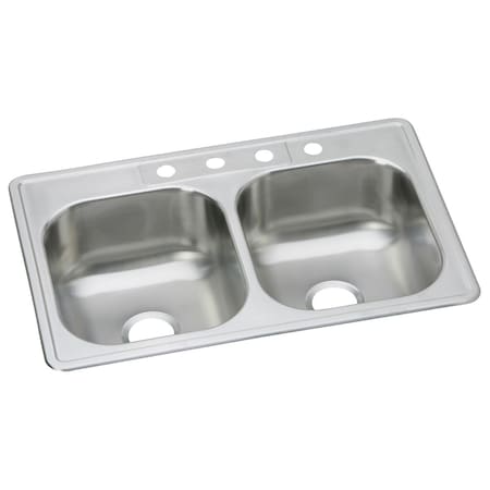 Dayton Stainless Steel 33 X 22 X 8-1/16 Equal Double Bowl Top Mount Sink